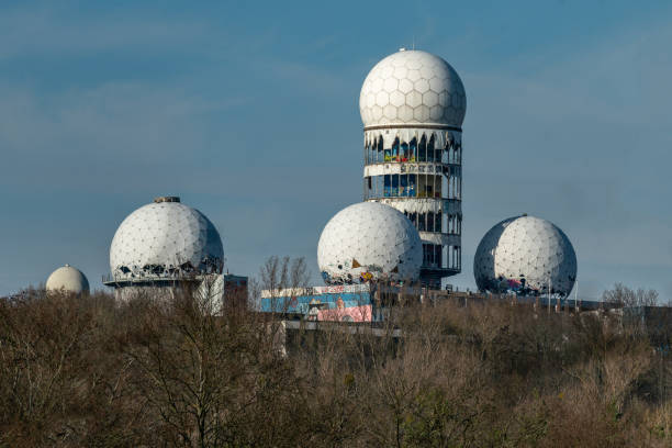 Teufelsberg view from the south across the sandpit Grunewald, Berlin, Germany - march 18, 2020: Teufelsberg view with the former monitoring station  from the south across the sandpit grunewald berlin stock pictures, royalty-free photos & images
