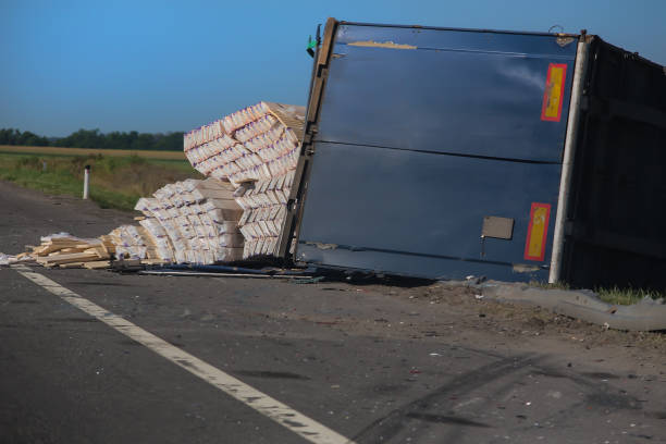 istock accident on the road overturned truck 1214058798