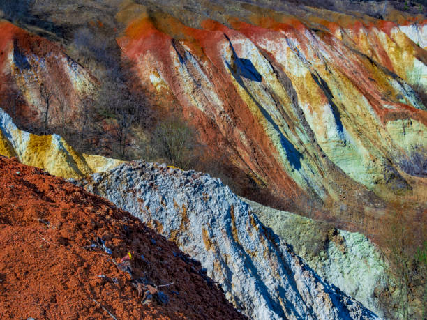 istock Colorful clay hills. Natural abstract landscape. 1214063031