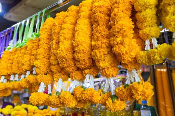 istock Marigold garland in Bangkok, Thailand. 1214064702