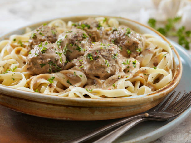 istock Swedish Meatballs with Fettuccine 1214066145