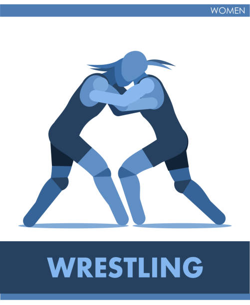 ilustrações de stock, clip art, desenhos animados e ícones de freestyle wrestling icon vector. female. pictogram women sport. logo. match girls. symbolic image is one of a series. greco-roman. isolated. - wrestling