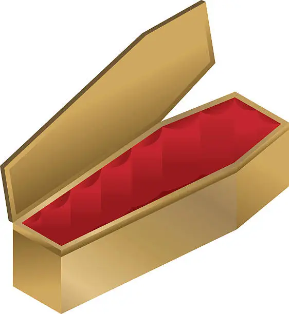Vector illustration of Open coffin on white background