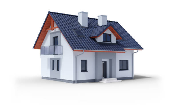 istock Modern house isolated on white with clipping path. Render 3d illustration 1214068519