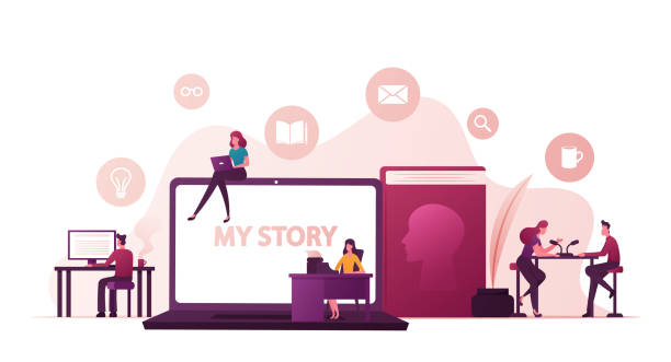 essay writing clip art images Tiny People Writing Biography front of Huge Laptop with My Story Inscription. Radio Host Interviewing Famous Person in Studio, Woman Printing on Typewriter, Book with Head. Cartoon Vector Illustration Tiny People Writing Biography front of Huge Laptop with My Story Inscription. Radio Host Interviewing Famous Person in Studio, Woman Printing on Typewriter, Book with Head. Cartoon Vector Illustration essay writing stock illustrations
