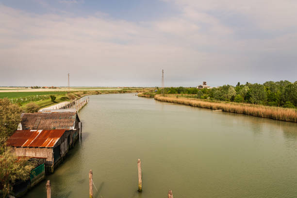 water channel view inside Caorle lagoon, Caorle, Venice