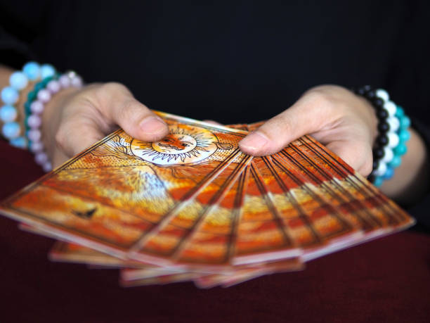 tarot card reading fortune teller astrologer divination selected focus