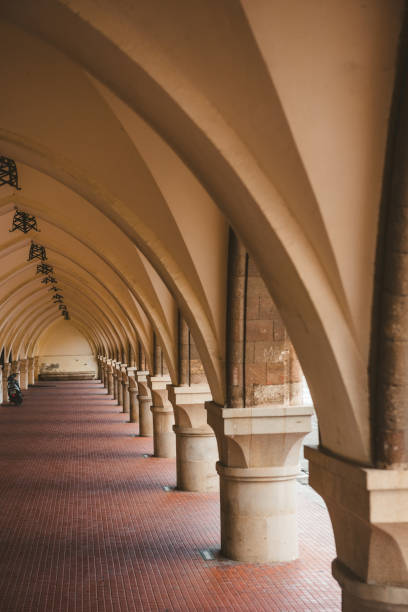 istock Historical building corridor passage with arches at Rhodes, Greece 1214077842