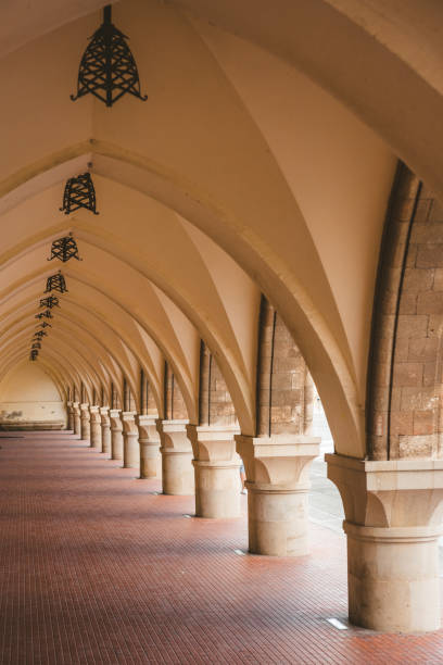 istock Historical building corridor passage with arches at Rhodes, Greece 1214078503
