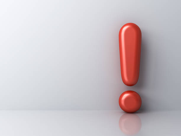 istock Exclamation mark isolated on white room background with shadow and reflection 3D rendering 1214082259