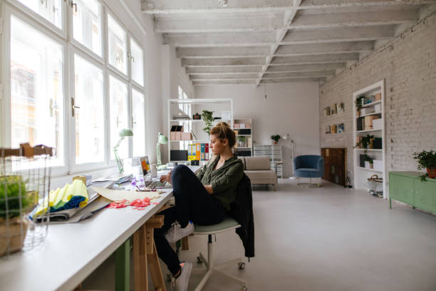 istock Finishing work online from home office 1214082645