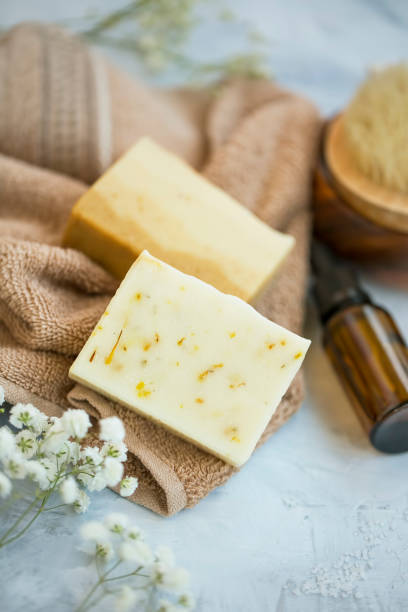 istock Natural handmade soap bars with flowers, spa organic soap 1214084133