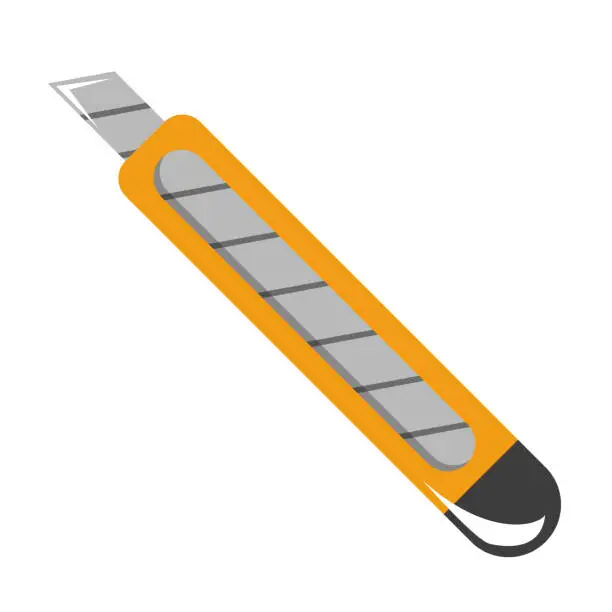 Vector illustration of Yellow stationery knife