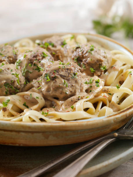 istock Swedish Meatballs with Fettuccine 1214090213