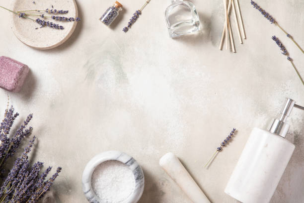 Spa treatment natural background .Top view, flat lay. Self-care concept.