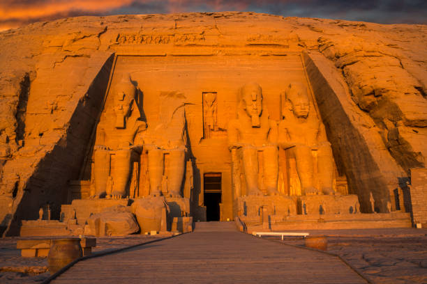 istock Abu Simbel temple at sunset with dramatic sky, Egypt 1214090435
