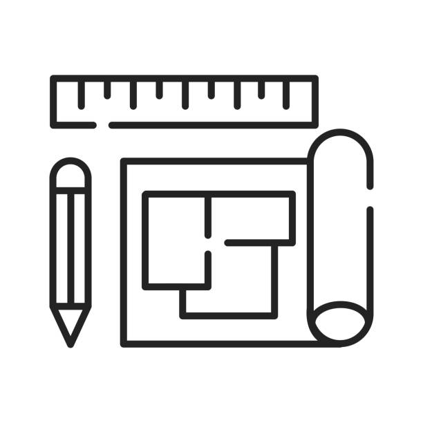 House plan black line icon. A set of construction or working drawings. Define all the specifications of a house. Pictogram for web page, mobile app, promo. UI UX GUI design element. Editable stroke. House plan black line icon. A set of construction or working drawings. Define all the specifications of a house. Pictogram for web page, mobile app, promo. UI UX GUI design element. Editable stroke specifications icon stock illustrations