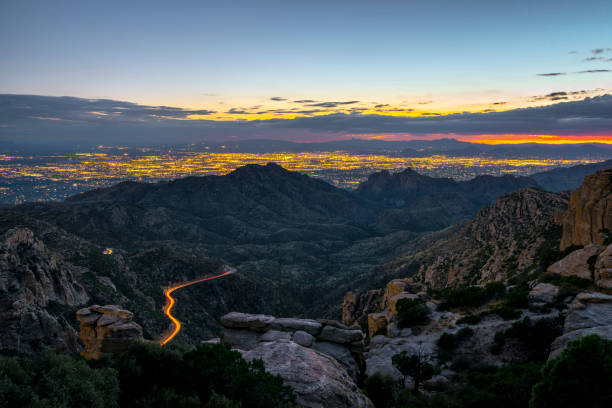 istock Tucson Arizona at dusk looking from Mt Lemmon 1214090521