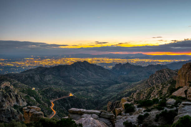 istock Tucson Arizona at dusk looking from Mt Lemmon 1214090524