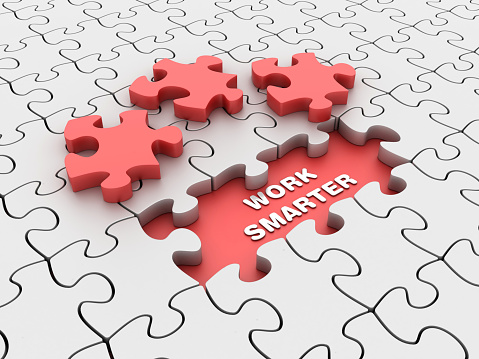 Puzzle with WORK SMARTER Phrase - 3D Rendering