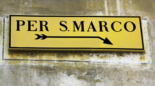 istock Road sign in Venice with directions to Saint Mark 1214090823