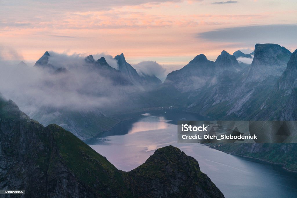 Scenic view of fjord in Norway Scenic view of fjord in Norway in summer Landscape - Scenery Stock Photo