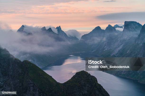 Scenic View Of Fjord In Norway Stock Photo - Download Image Now - Landscape - Scenery, Mountain, Norway