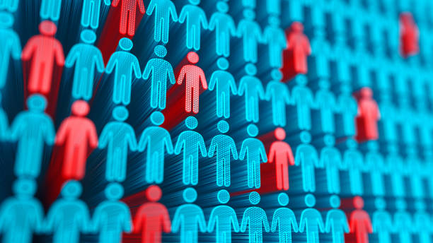 3d illustration of a lot people with unique persons. For example it may to use for showing a pandemic Coronavirus Covid-19, disease statistics, random selection, population damage, pandemic spreading in the world and infecting people. ilustración 3d de muchas personas con personas únicas. por ejemplo, puede utilizarse para mostrar una pandemia coronavirus covid-19, estadísticas de enfermedades, selección aleatoria, daños en la población, propagación de pandemias en el mundo e inf