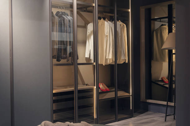 istock Comfortable modern wardrobe in the bedroom. Interior 1214095948