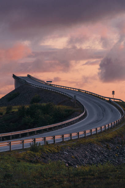 istock Scenic view of Atlantic road  at sunset 1214096937