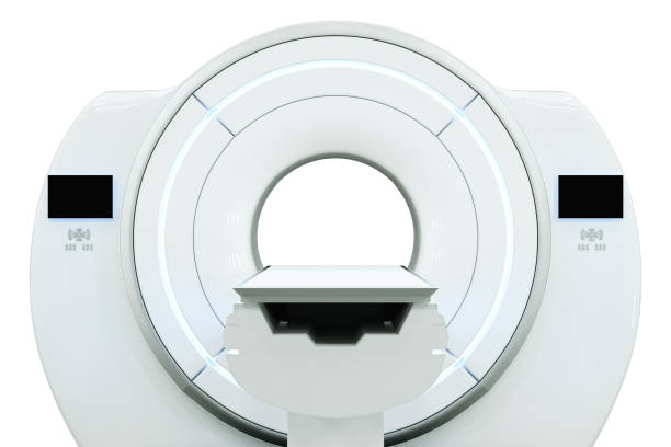 istock MRI machine, magnetic resonance imaging machine isolated on white background. Concept medicine, technology, future. 3D rendering, 3D illustration, copy space. 1214097305