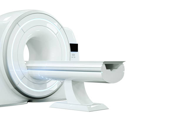 istock MRI machine, magnetic resonance imaging machine isolated on white background. Concept medicine, technology, future. 3D rendering, 3D illustration, copy space. 1214097309