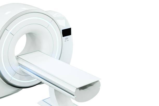 istock MRI machine, magnetic resonance imaging machine isolated on white background. Concept medicine, technology, future. 3D rendering, 3D illustration, copy space. 1214097345