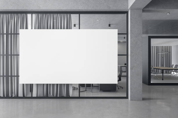 istock Modern coworking office interior with banner 1214103696