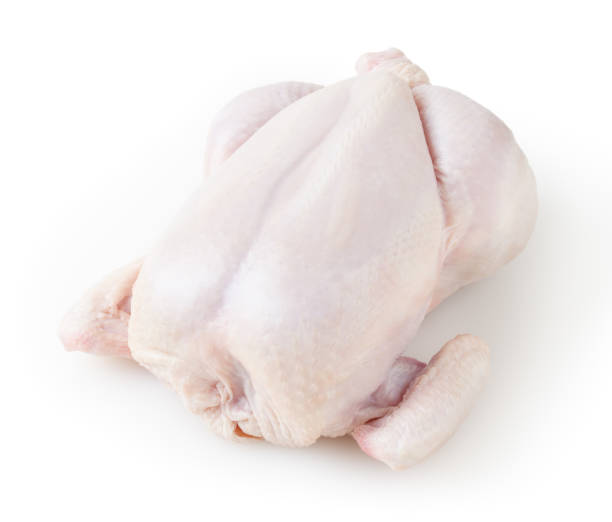 istock Whole fresh raw chicken isolated on white background 1214104455