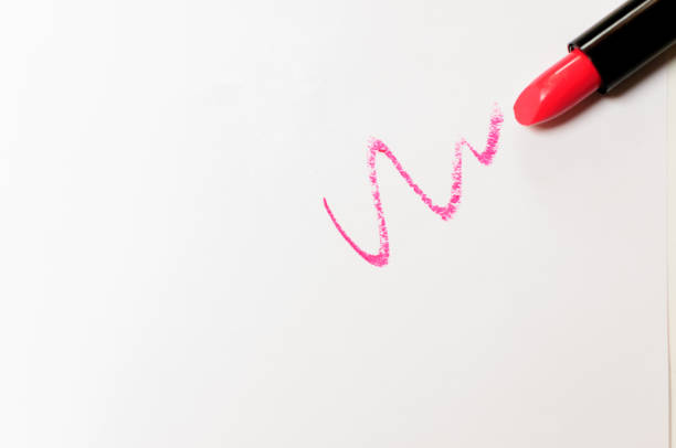 istock Red lipstick with trace over white background 1214105845