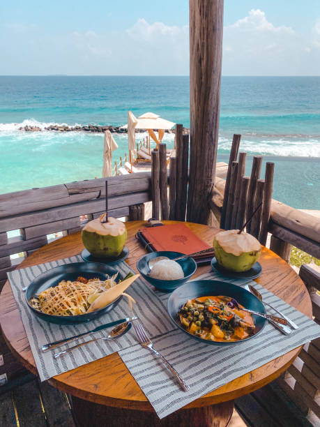 Lunch by the sea in Maldives