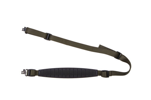 istock Shoulder strap. Green nylon fastening belt, strap isolated on white background. 1214110972