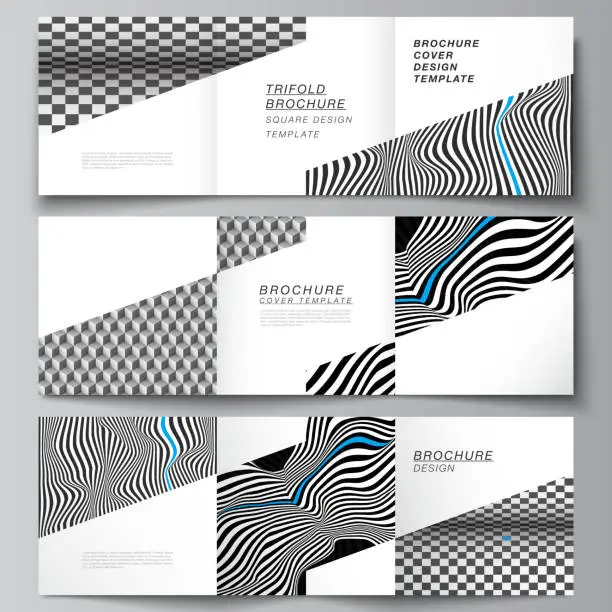 Vector illustration of The minimal vector editable layout of square format covers design templates for trifold brochure, flyer, magazine. Abstract big data visualization concept backgrounds with lines and cubes.