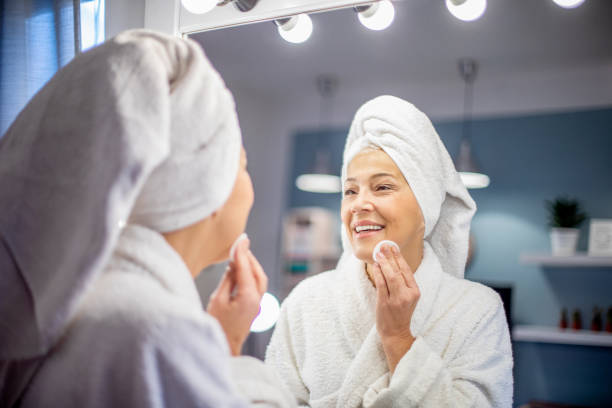 istock Mature woman and her morning beauty routine. 1214113996