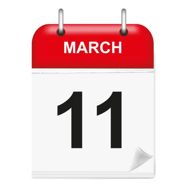 Vector illustration of March 11, Calendar Icon_abierto