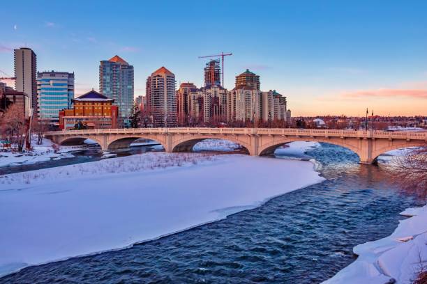 istock Sunrise Over Cityscape And Bow River 1214119091