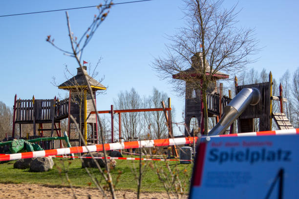 istock Playground cordoned off because of the corona virus 1214119332