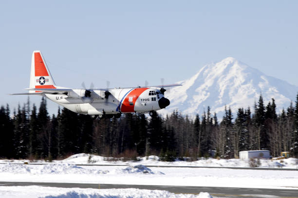 US Coast Guard C-130 Hercules landing Kenai Municipal Airport Kenai Alaska phptpgraph taken March 2007