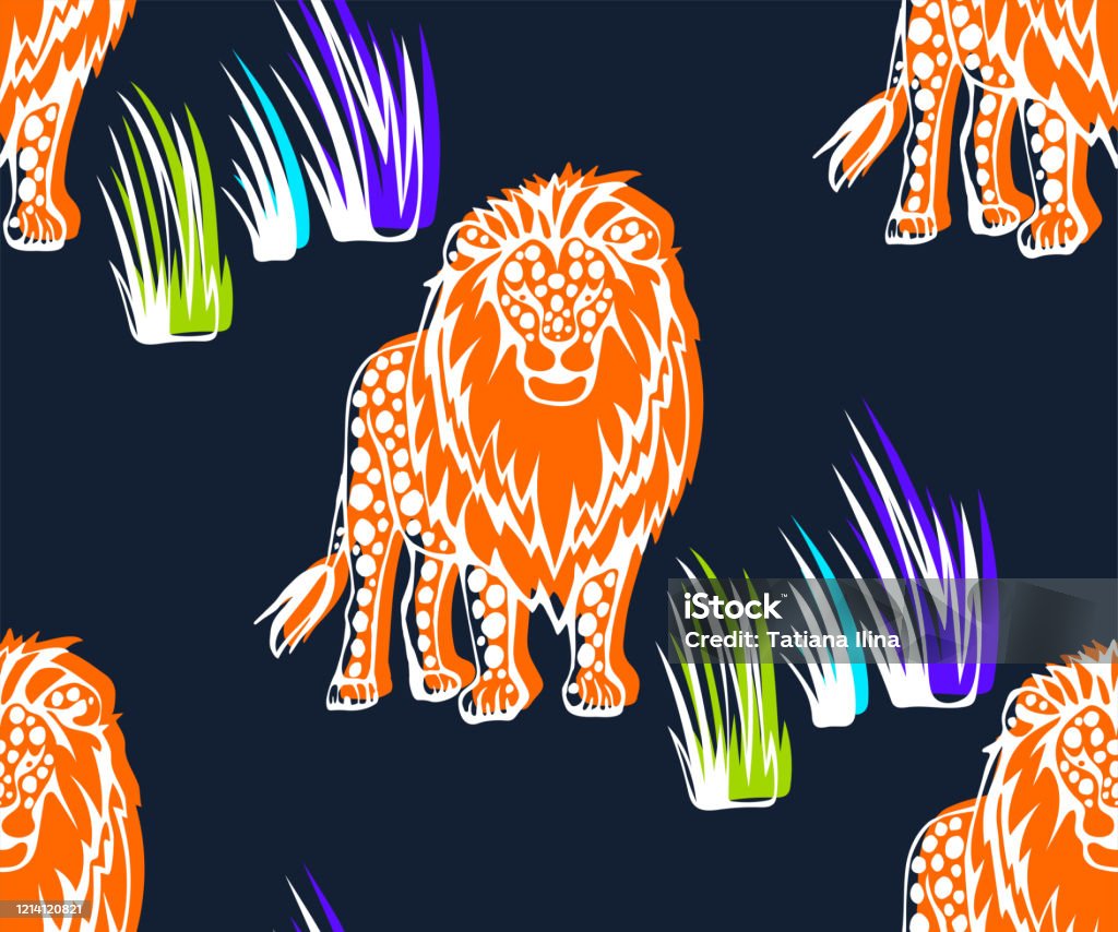 Wildcat Pattern Background Vector Background Hand Drawn Exotic Wild Cat Hand Drawn Ink ...