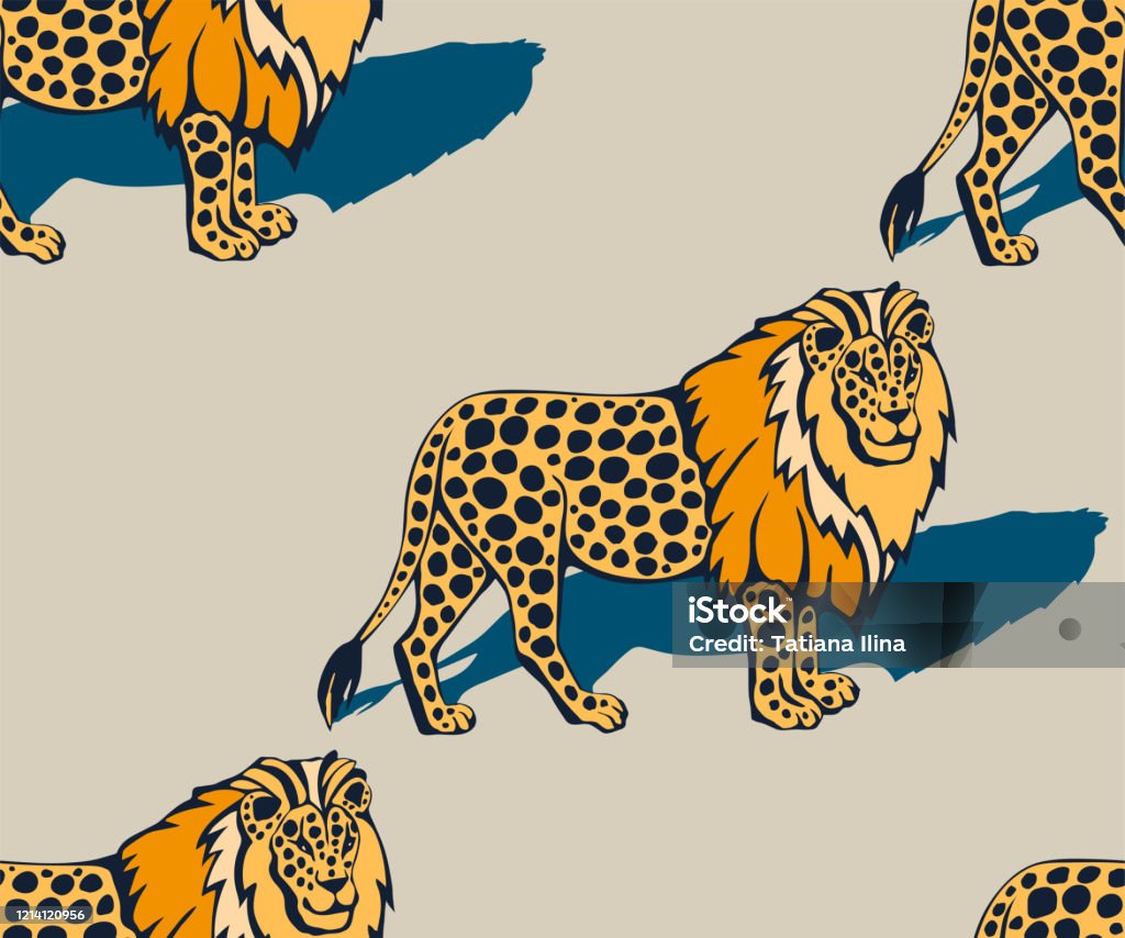 Wildcat Pattern Background Vector Background Hand Drawn Exotic Wild Cat Hand Drawn Ink ...