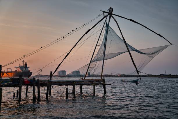 istock Chinese fishing nets in Kochi, India 1214122175