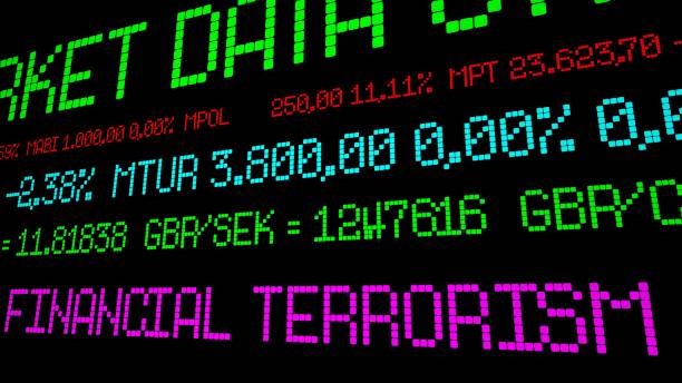 istock Financial terrorism stock ticker 1214122826