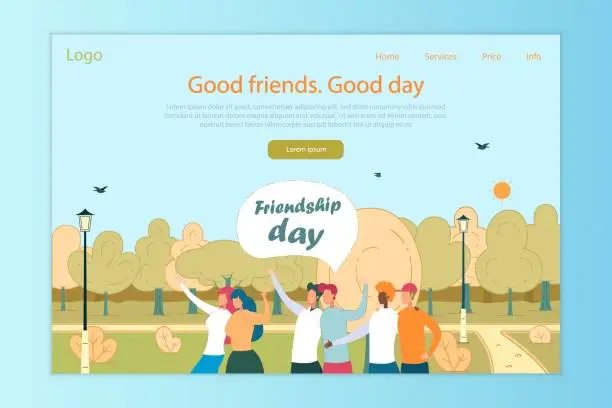 Vector illustration of Friendship Day Flat Vector Landing Page Template