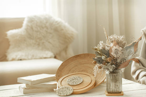 istock Decorative items in the interior with dried flowers. 1214132231